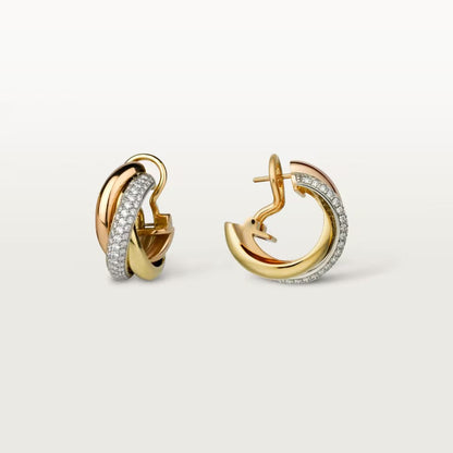 [NOBLE AURA] TRINITY HALF DIAMOND  CLASSIC EARRINGS