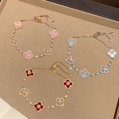 [NOBLE AURA]CLOVER 5 MOTIF PINK BLUE RED WHITE BRACELET