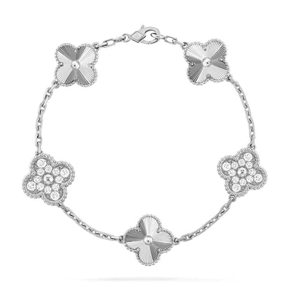 [NOBLE AURA]CLOVER 5 MOTIF SILVER DIAMOND BRACELET