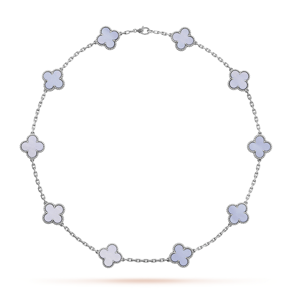 [NOBLE AURA]CLOVER 10 MOTIFS BLUE CHALCEDONY NECKLACE