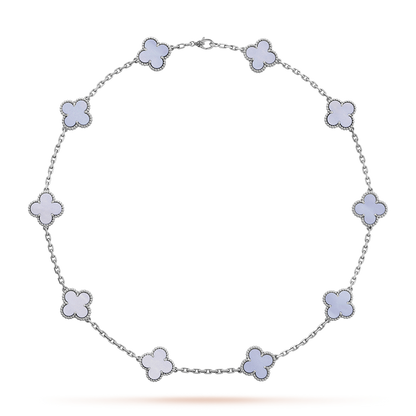 [NOBLE AURA]CLOVER 10 MOTIFS BLUE CHALCEDONY NECKLACE