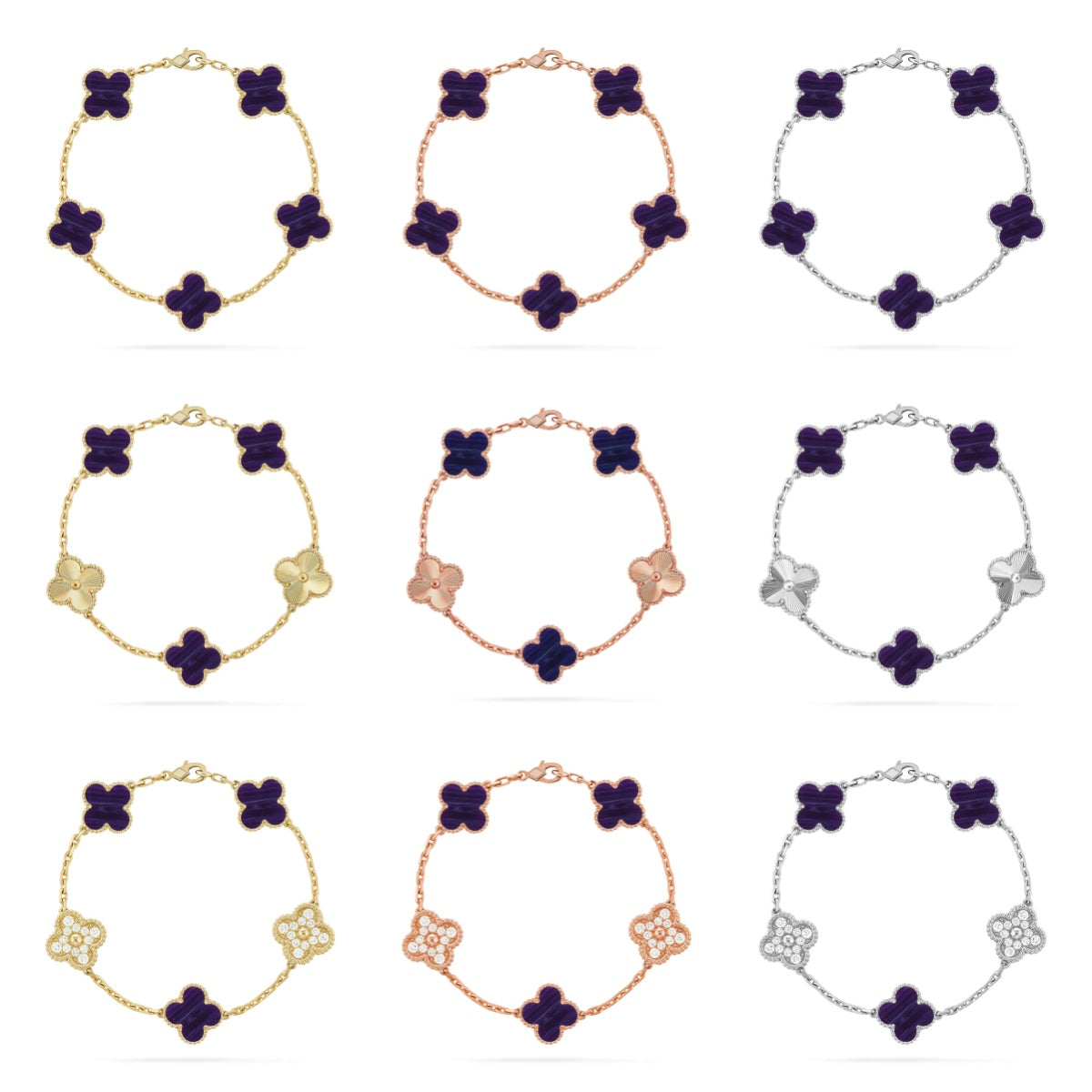 [NOBLE AURA]CLOVER 5 MOTIF PURPLE STRIPES BRACELET COLLECTION