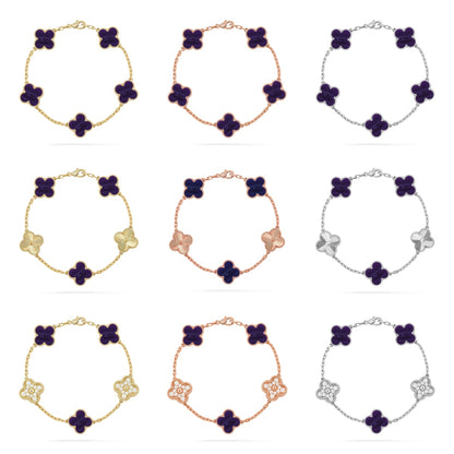 [NOBLE AURA]CLOVER 5 MOTIF PURPLE STRIPES BRACELET COLLECTION