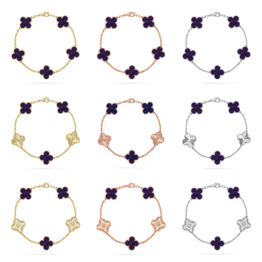 [NOBLE AURA]CLOVER 5 MOTIF PURPLE STRIPES BRACELET COLLECTION