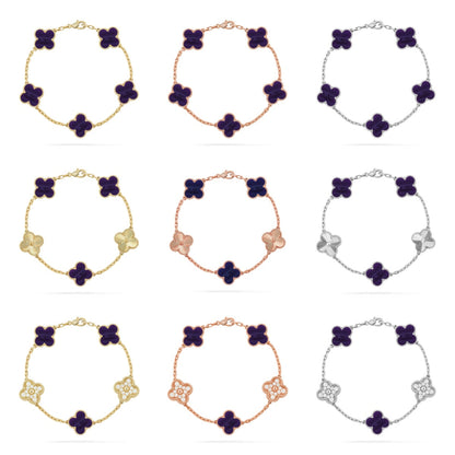 [NOBLE AURA]CLOVER 5 MOTIF PURPLE STRIPES BRACELET COLLECTION