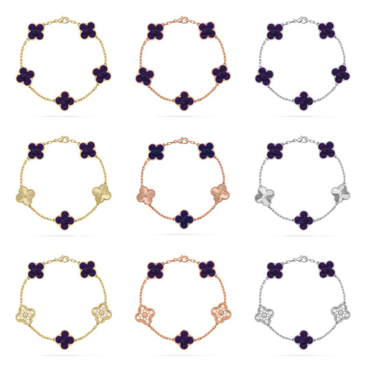 [NOBLE AURA]CLOVER 5 MOTIF PURPLE STRIPES BRACELET COLLECTION