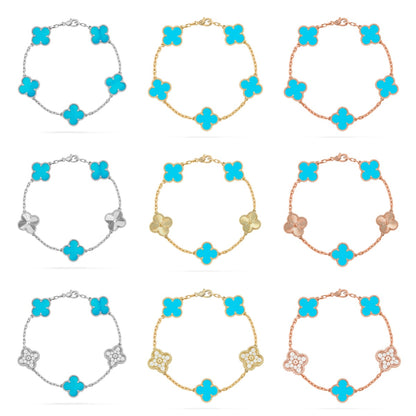[NOBLE AURA] CLOVER 5 MOTIF TURQUOISE BRACELET COLLECTION