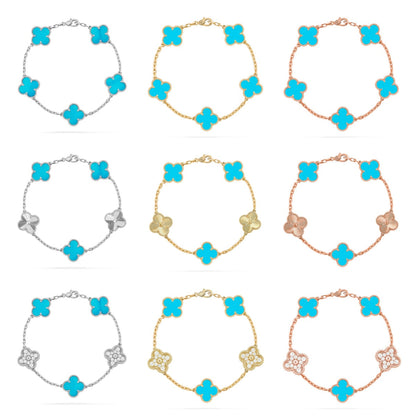 [NOBLE AURA] CLOVER 5 MOTIF TURQUOISE BRACELET COLLECTION