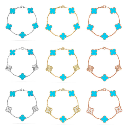 [NOBLE AURA] CLOVER 5 MOTIF TURQUOISE BRACELET COLLECTION