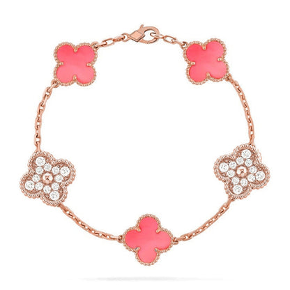 [NOBLE AURA] CLOVER 5 MOTIFS  PINK MOP BRACELET COLLECTION