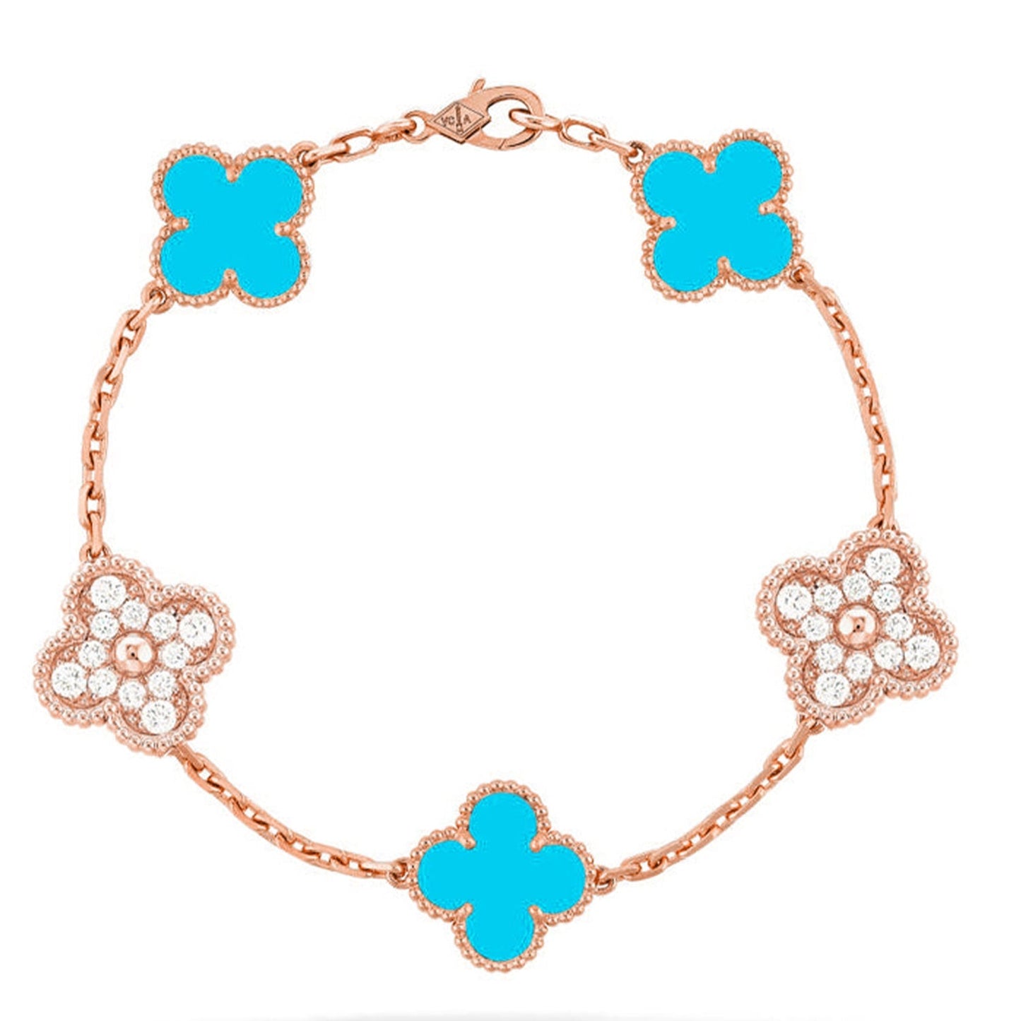 [NOBLE AURA] CLOVER 5 MOTIF TURQUOISE BRACELET COLLECTION