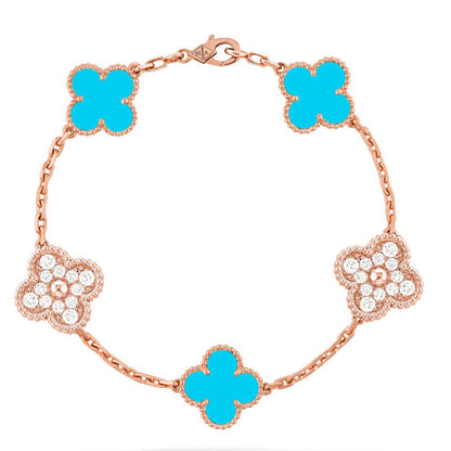 [NOBLE AURA] CLOVER 5 MOTIF TURQUOISE BRACELET COLLECTION