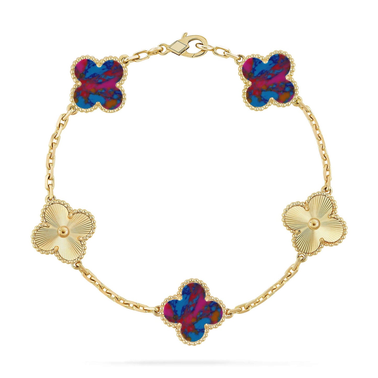 [NOBLE AURA]CLOVER 5 MOTIF COLOR GEMSTONES BRACELET COLLECTION
