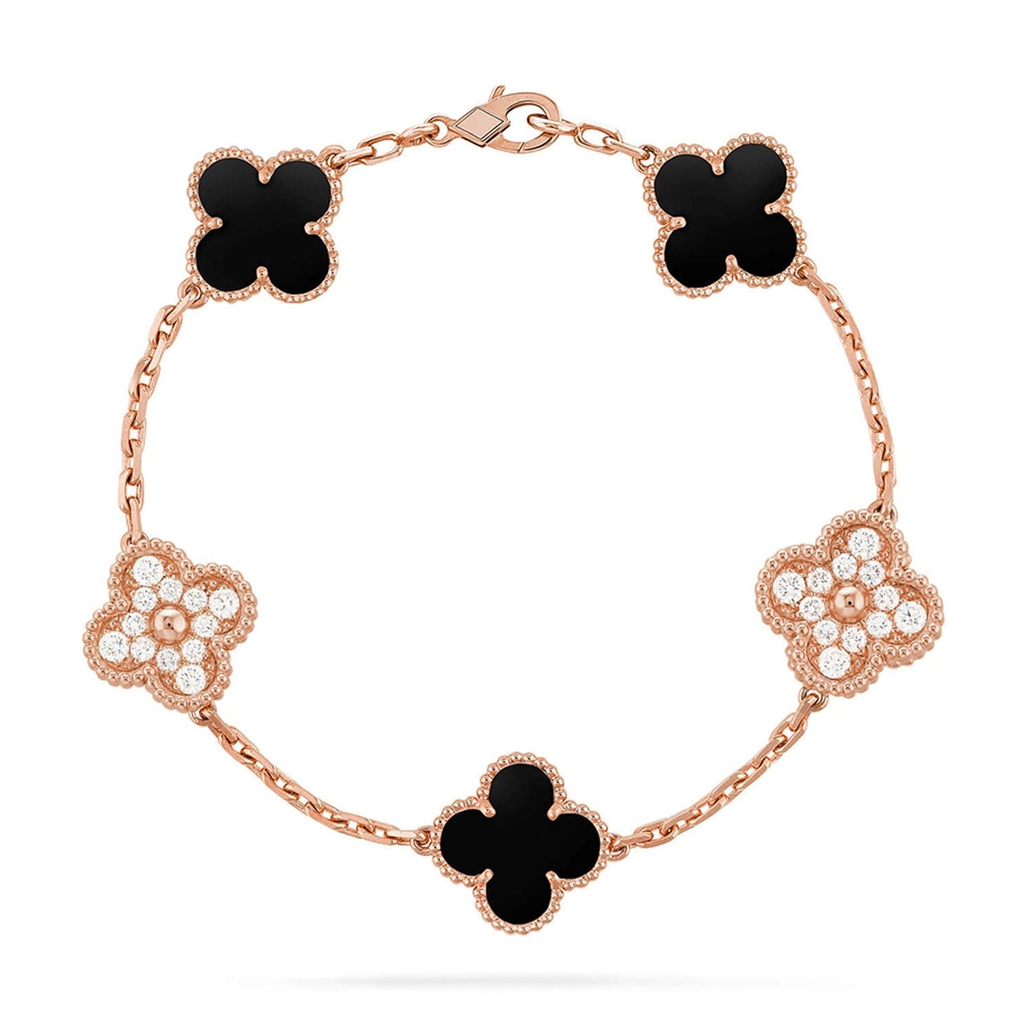 [NOBLE AURA] CLOVER 5 MOTIF ONYXS BRACELET COLLECTION