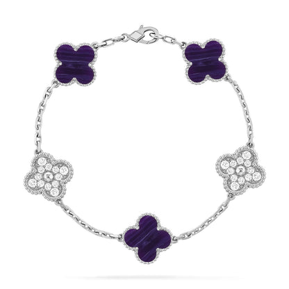 [NOBLE AURA]CLOVER 5 MOTIF PURPLE STRIPES BRACELET COLLECTION