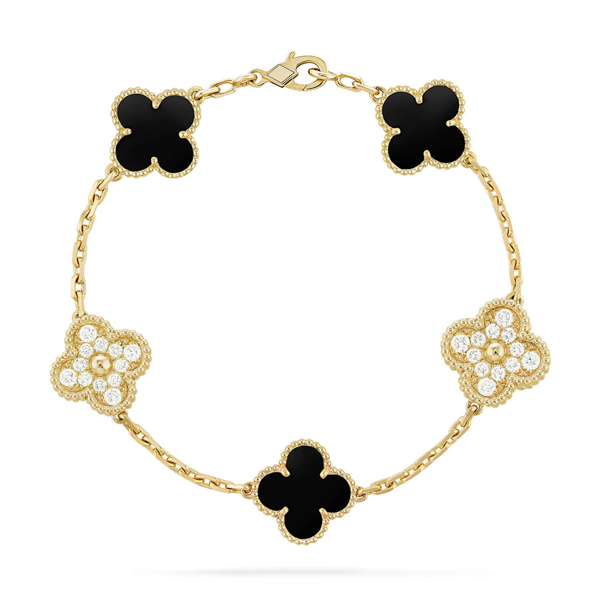[NOBLE AURA] CLOVER 5 MOTIF ONYXS BRACELET COLLECTION