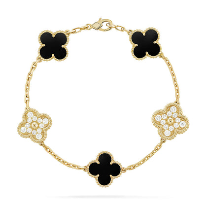 [NOBLE AURA] CLOVER 5 MOTIF ONYXS BRACELET COLLECTION