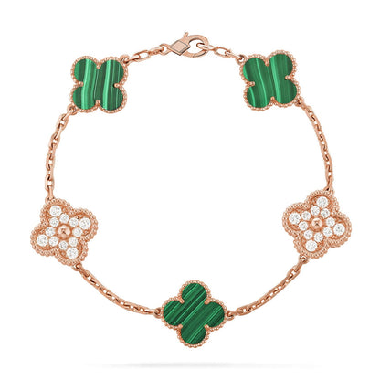 [NOBLE AURA] CLOVER 5 MOTIF MALACHITE BRACELET COLLECTION