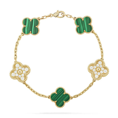 [NOBLE AURA] CLOVER 5 MOTIF MALACHITE BRACELET COLLECTION