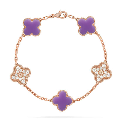 [NOBLE AURA]CLOVER 5 MOTIF LIGHT PURPLE BRACELET COLLECTION