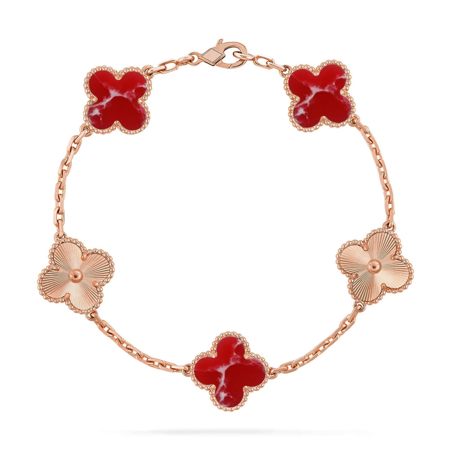 [NOBLE AURA]CLOVER 5 MOTIF RED PATTERN BRACELET COLLECTION