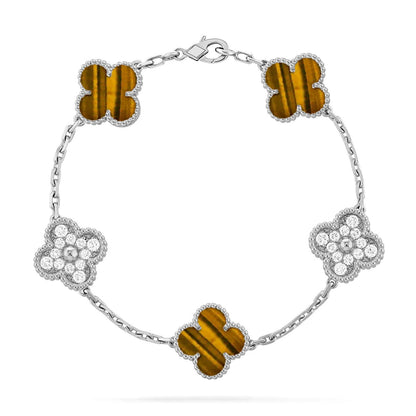 [NOBLE AURA] CLOVER 5 MOTIFS TIGER EYE BRACELET COLLECTION