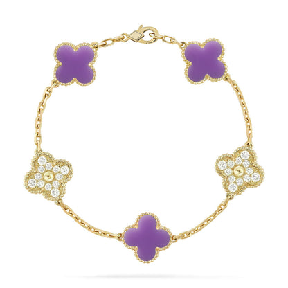 [NOBLE AURA]CLOVER 5 MOTIF LIGHT PURPLE BRACELET COLLECTION