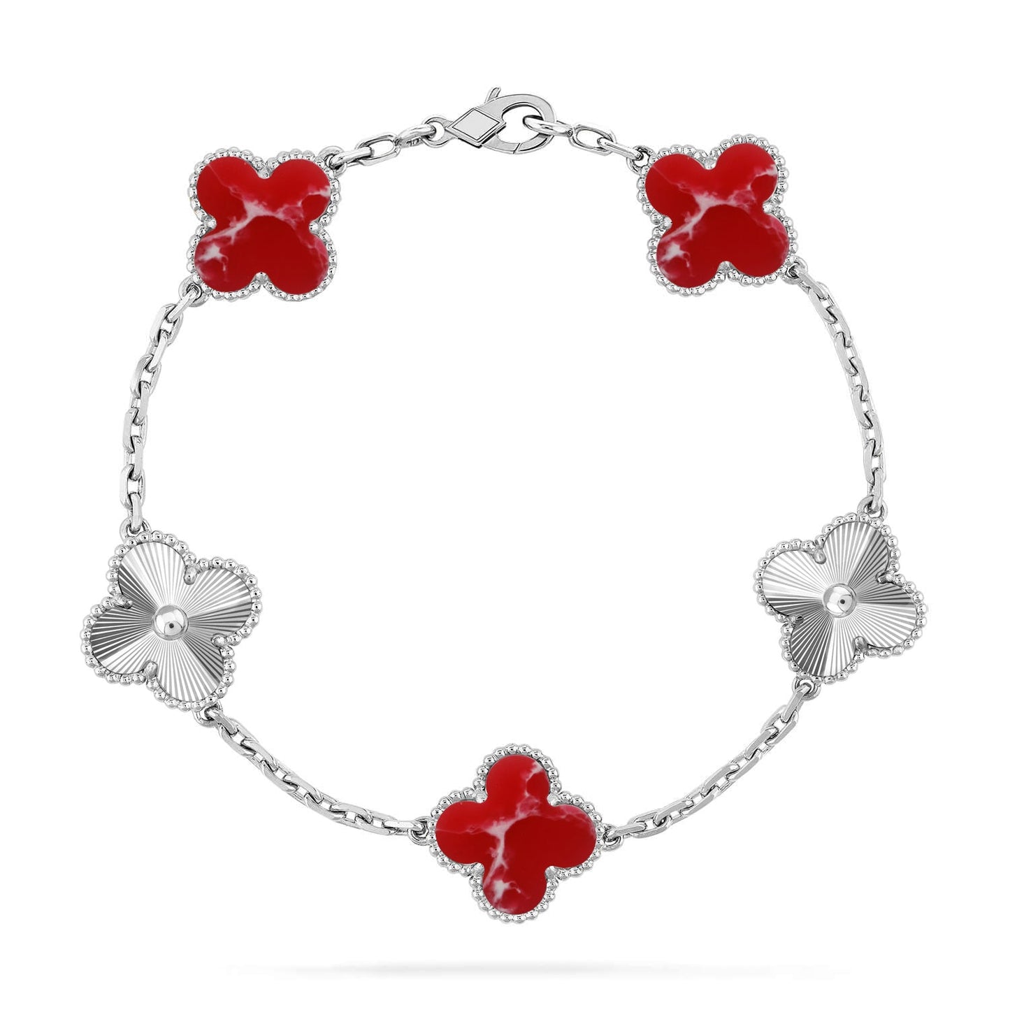 [NOBLE AURA]CLOVER 5 MOTIF RED PATTERN BRACELET COLLECTION