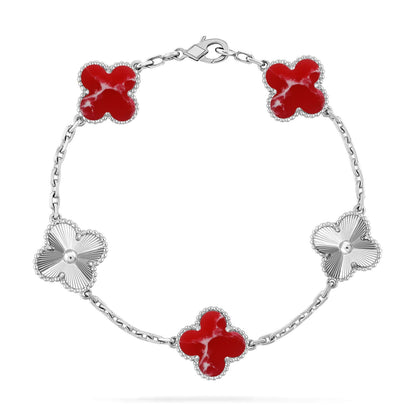 [NOBLE AURA]CLOVER 5 MOTIF RED PATTERN BRACELET COLLECTION