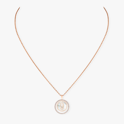 [NOBLE AURA]LUCKY MOVE 1 DIAMOND WHITE MOTHER OF PEARL PINK GOLD DIAMOND NECKLACE