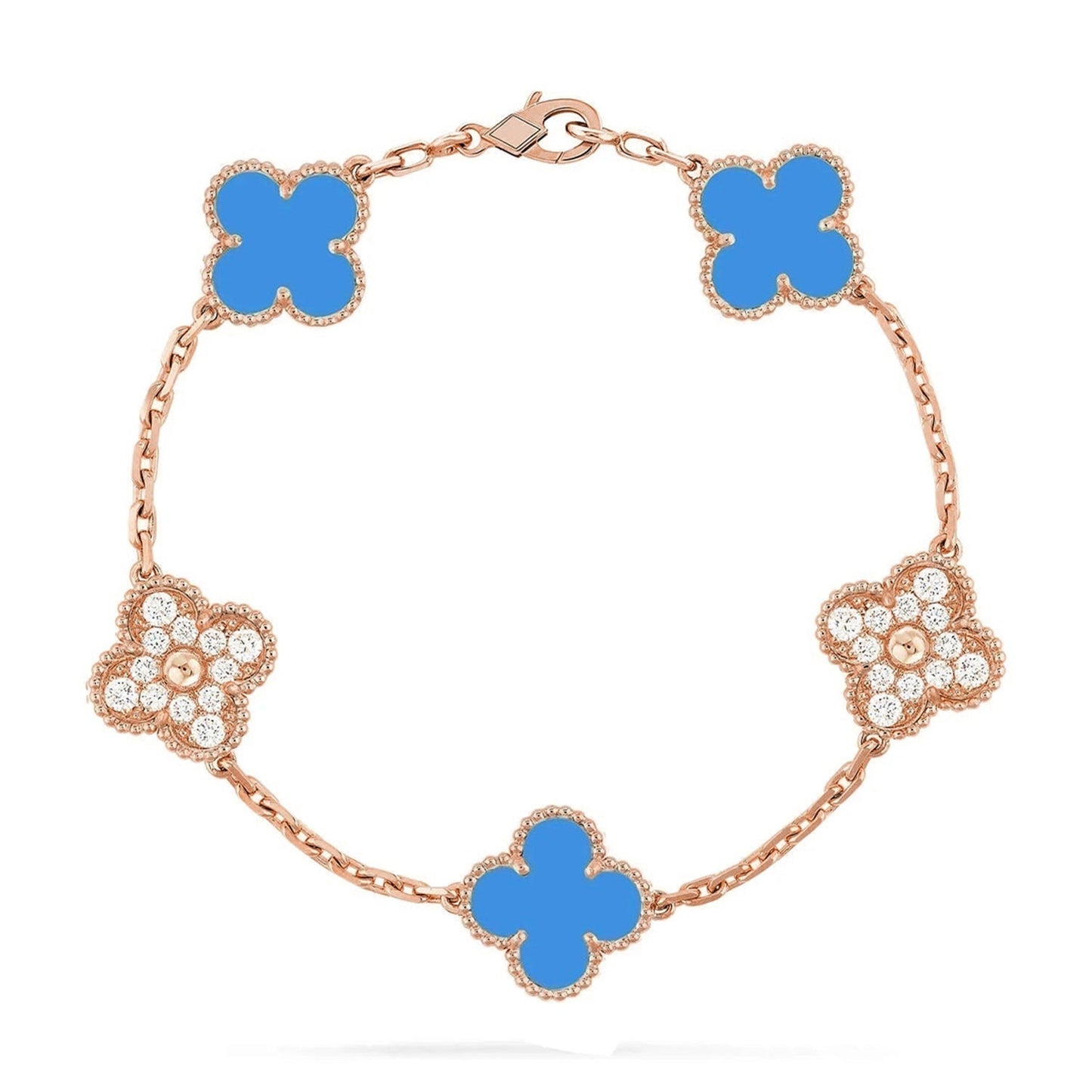[NOBLE AURA] CLOVER 5 MOTIF BLUE AGATE BRACELET COLLECTION