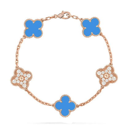 [NOBLE AURA] CLOVER 5 MOTIF BLUE AGATE BRACELET COLLECTION