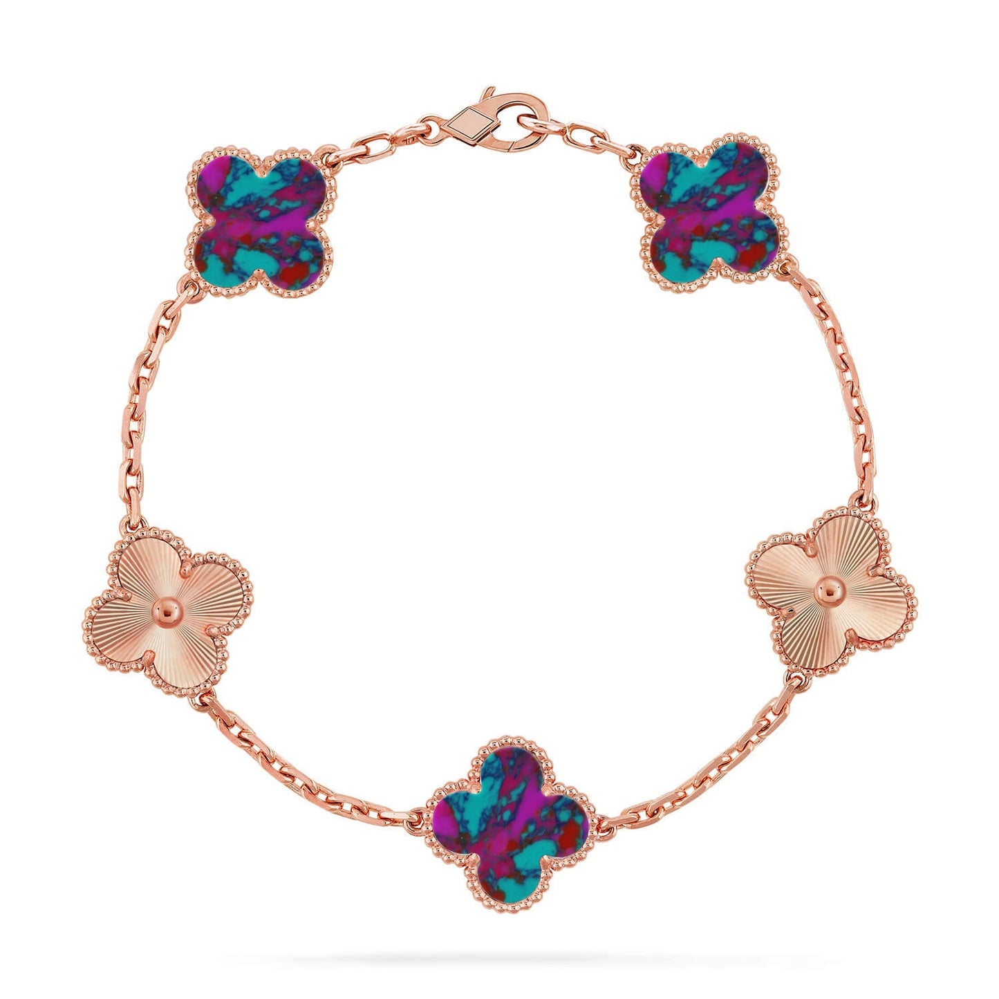 [NOBLE AURA]CLOVER 5 MOTIF COLOR GEMSTONES BRACELET COLLECTION