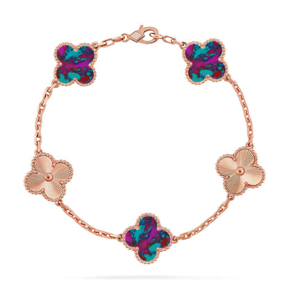 [NOBLE AURA]CLOVER 5 MOTIF COLOR GEMSTONES BRACELET COLLECTION