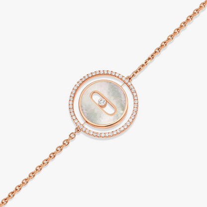 [NOBLE AURA]LUCKY MOVE WHITE MOTHER OF PEARL PINK GOLD DIAMOND BRACELET