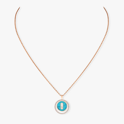 [NOBLE AURA]LUCKY MOVE 1 DIAMOND TURQUOISE PINK GOLD DIAMOND NECKLACE
