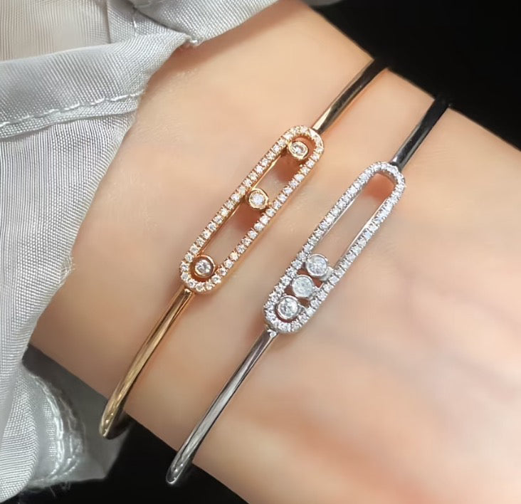 [NOBLE AURA]Move Pavé Diamond Bangle Bracelet M