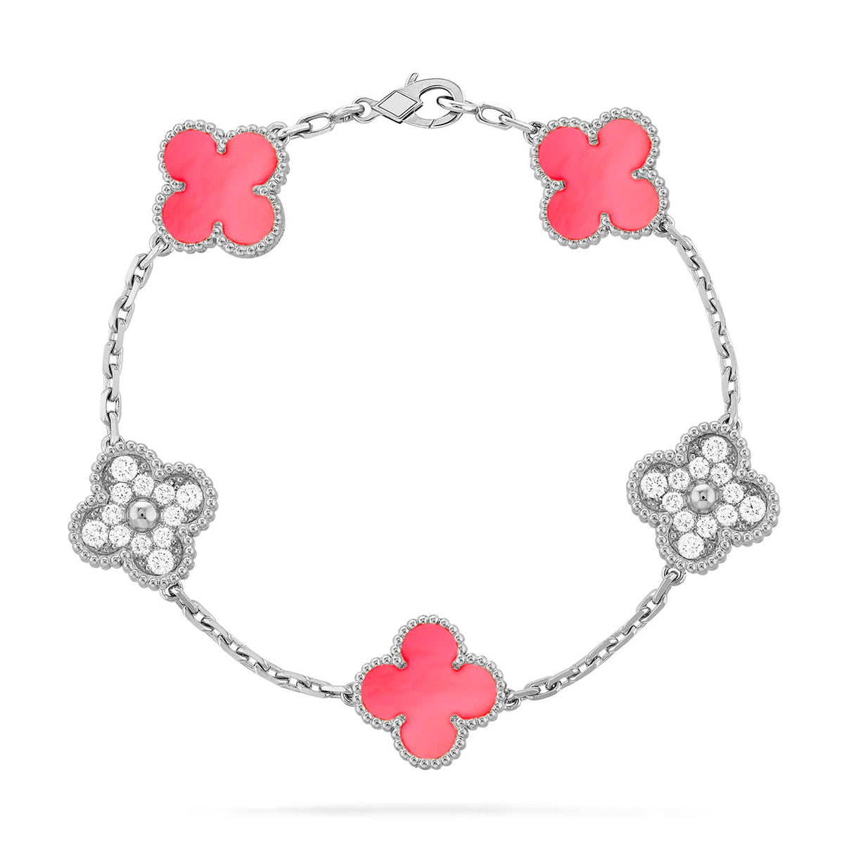 [NOBLE AURA] CLOVER 5 MOTIFS  PINK MOP BRACELET COLLECTION