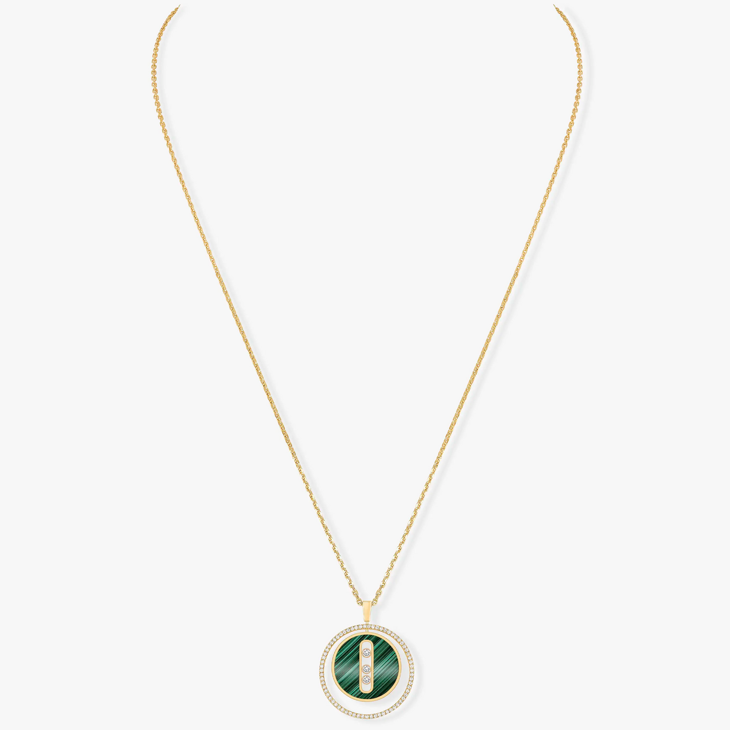 [NOBLE AURA]LUCKY MOVE 3 DIAMOND MALACHITE GOLD DIAMOND NECKLACE
