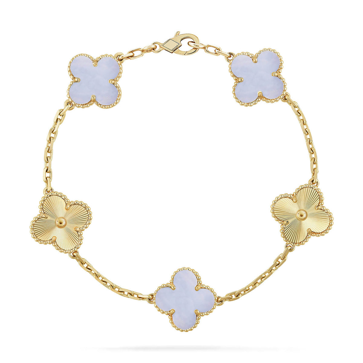 [NOBLE AURA] CLOVER 5 MOTIF PURPLE CHALCEDONY BRACELET COLLECTION