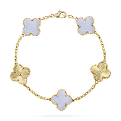 [NOBLE AURA] CLOVER 5 MOTIF PURPLE CHALCEDONY BRACELET COLLECTION