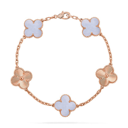 [NOBLE AURA] CLOVER 5 MOTIF PURPLE CHALCEDONY BRACELET COLLECTION