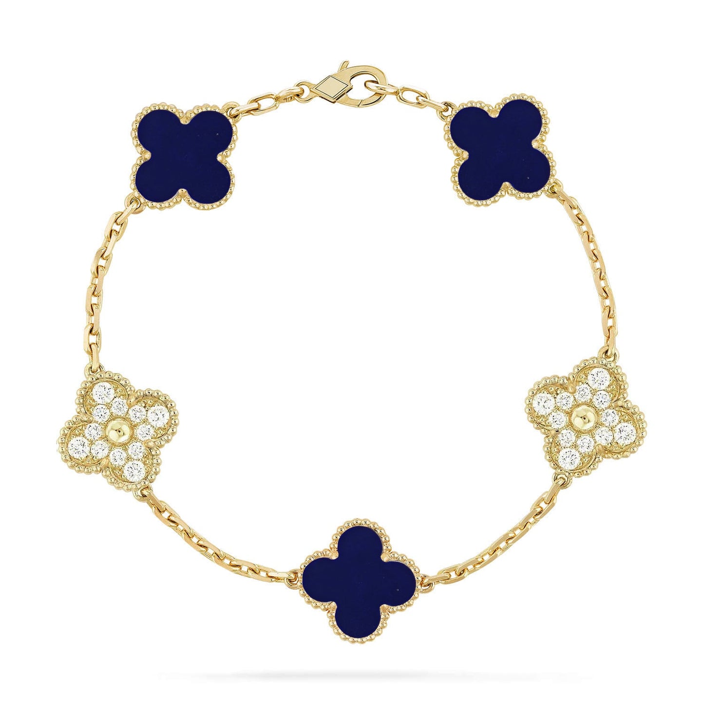 [NOBLE AURA]CLOVER 5 MOTIF LAPIS LAZULI BRACELET COLLECTION