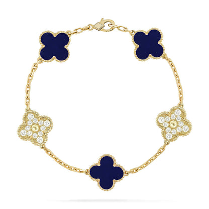 [NOBLE AURA]CLOVER 5 MOTIF LAPIS LAZULI BRACELET COLLECTION