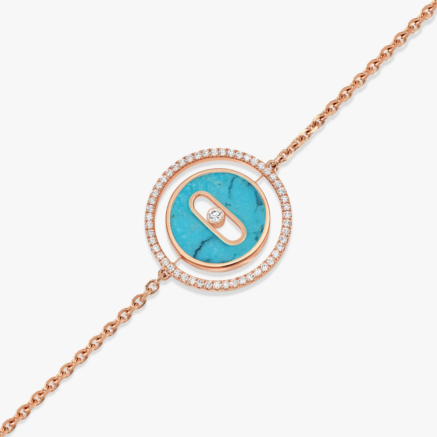 [NOBLE AURA]LUCKY MOVE TURQUOISE PINK GOLD DIAMOND BRACELET