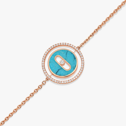 [NOBLE AURA]LUCKY MOVE TURQUOISE PINK GOLD DIAMOND BRACELET