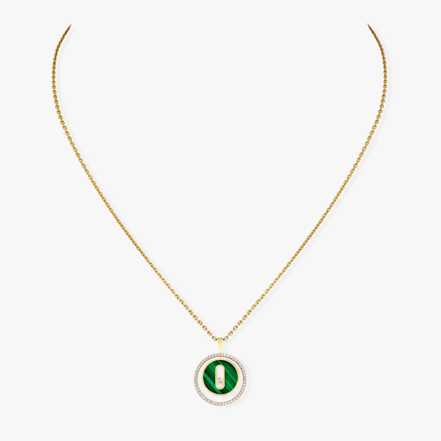[NOBLE AURA]LUCKY MOVE 1 DIAMOND MALACHITE GOLD DIAMOND NECKLACE