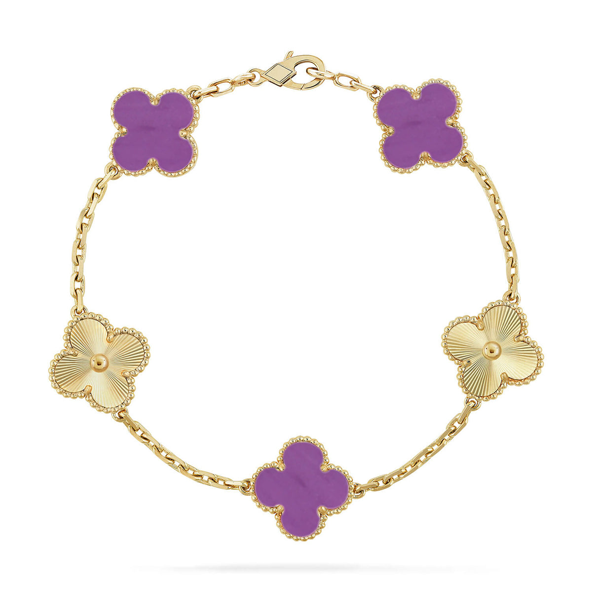 [NOBLE AURA] CLOVER 5 MOTIF VIOLET BRACELET COLLECTION