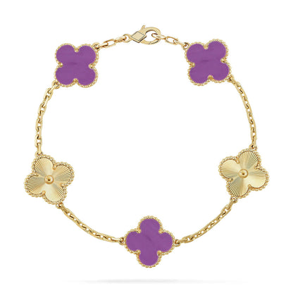 [NOBLE AURA] CLOVER 5 MOTIF VIOLET BRACELET COLLECTION
