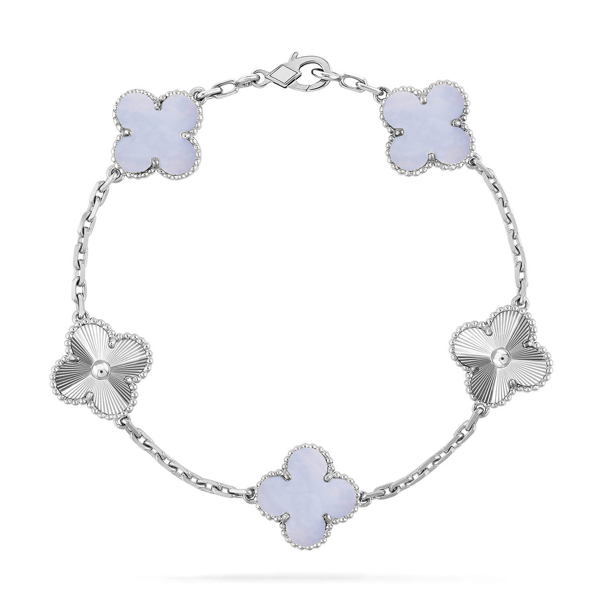 [NOBLE AURA] CLOVER 5 MOTIF PURPLE CHALCEDONY BRACELET COLLECTION